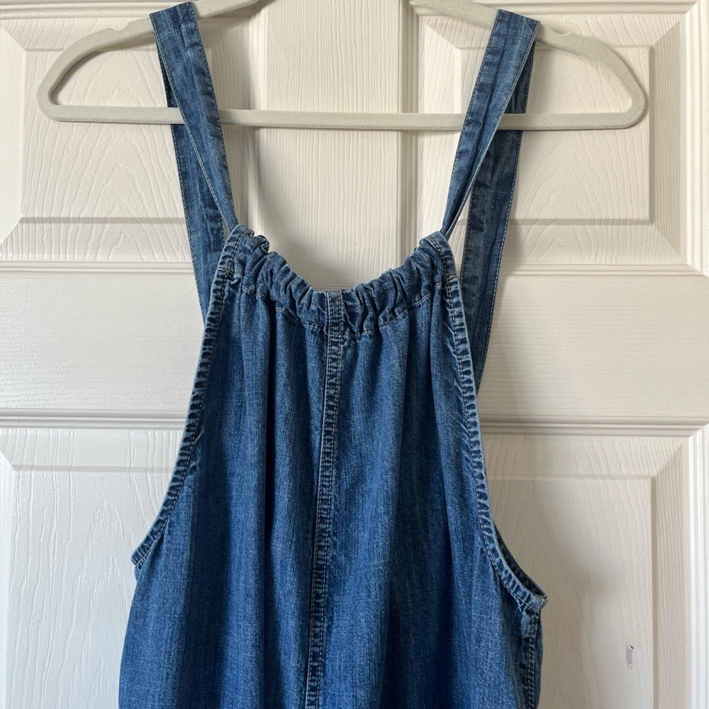 Free People We the Free Freebird Blue Denim Wide-Leg Jumpsuit Overalls Size XS - Picture 3 of 5